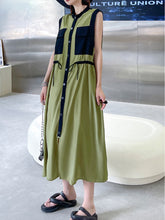 Contrast Color Sleeveless Casual Maxi Dress